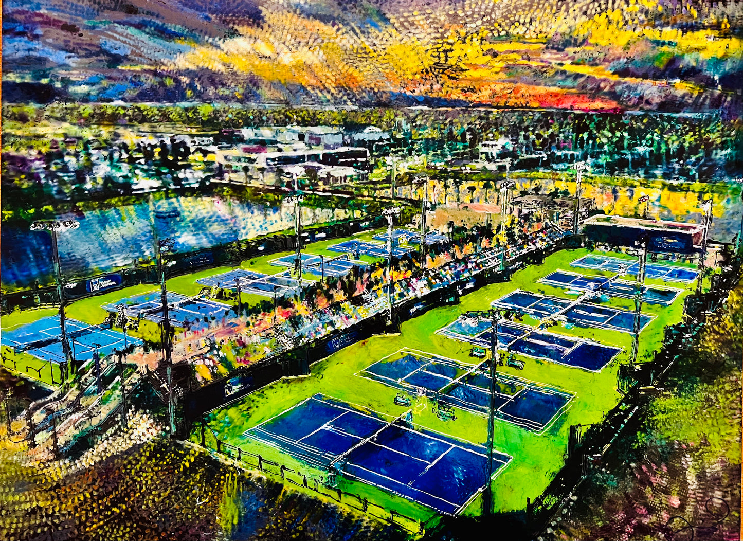 2023 College Tennis Championship Signature Landscape - Original Painting - 36"x48" - Oil on Canvas and Polymer